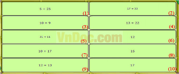 Đề thi violympic toán tiếng anh lớp 2 vòng 1