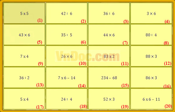 Đề thi violympic toán lớp 3 vòng 6