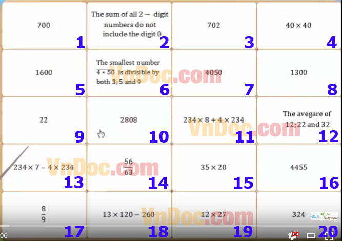 Violympic Toán tiếng anh lớp 4 vòng 08 năm 2016 - 2017