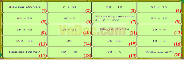 Đề thi violympic toán lớp 2 vòng 10